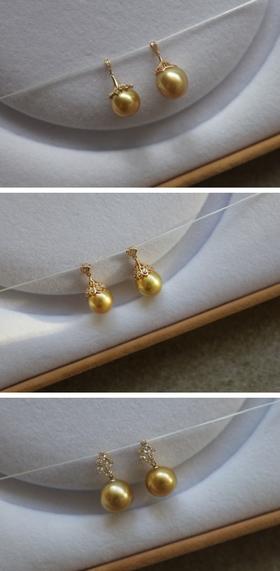 年少不知珍珠美 哈！天然海水 南洋金珠 14K+人造锆石 吊坠 四款入