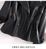 新款风衣翻领双排包扣腰间抽绳绵羊皮夹克 商品缩略图8
