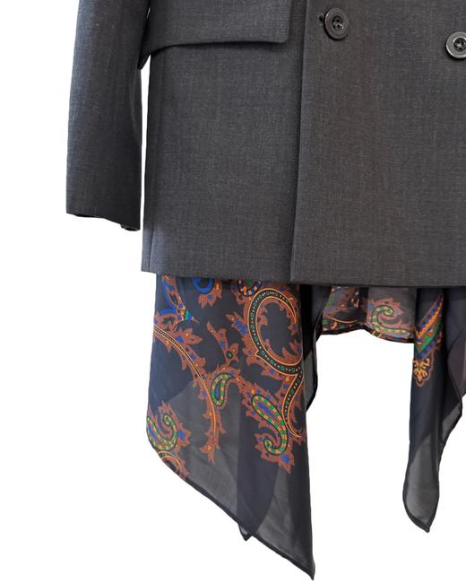 女款丝巾拼接双排扣西装外套he 商品图2