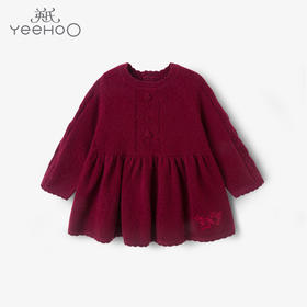 英氏女童长袖连衣裙秋冬高定羊绒公主裙子YRLAJ32463A