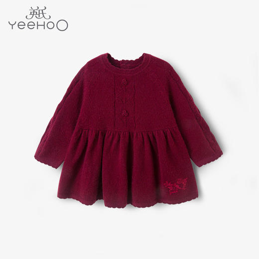 英氏女童长袖连衣裙秋冬高定羊绒公主裙子YRLAJ32463A 商品图0