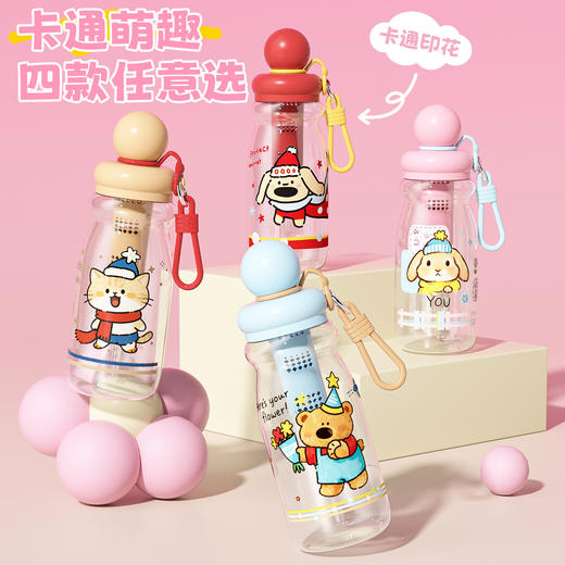 【旋转开盖❗便携饮水】一体式设计，防尘不易丢，新款高颜值杯子儿童塑料杯夏季便携水杯卡通双饮塑料杯水杯学生。rh 商品图0