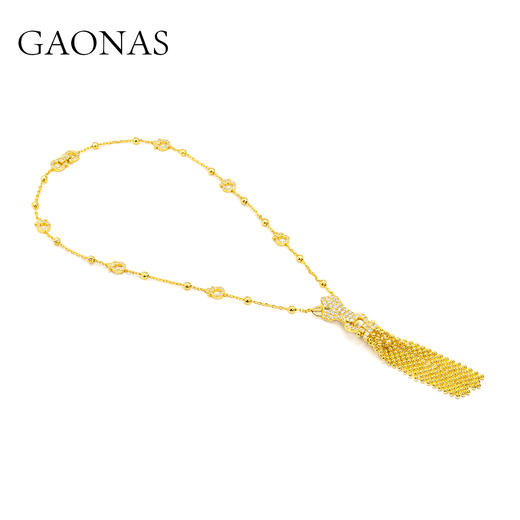 GAONAS高纳仕 龙马时尚贵气流苏金色项链11919XGO 商品图1