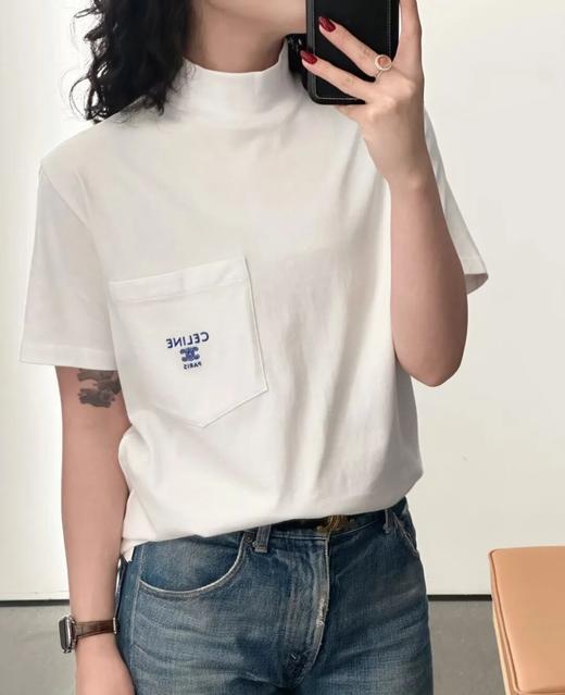 Ce塞琳 极简 小高领~26新款Tee极简主义必入小高领！口袋撞色刺绣Logo 短袖T恤 商品图0