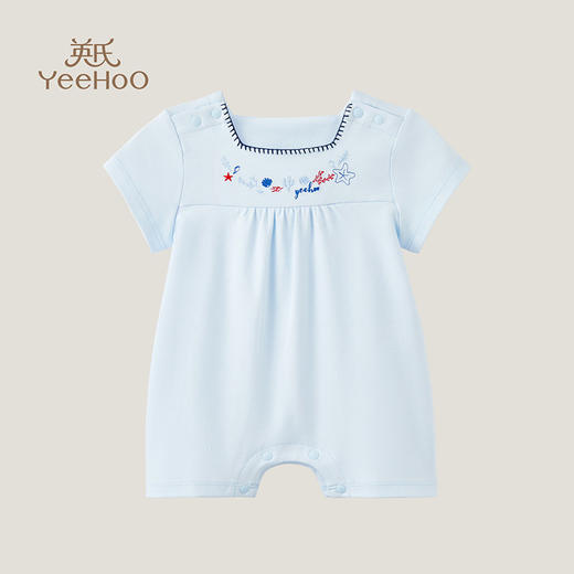 英氏女宝短蛤衣夏季新品短袖女童连体衣爬服短哈衣YRHBJ2P362A 商品图0
