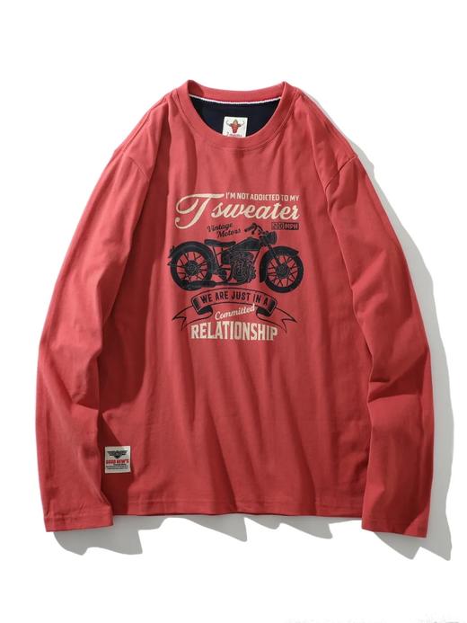 阿美咔叽风！纯棉220克重工水洗磨毛圆领打底衫 AF面料复古作旧无感印花百搭休闲长袖T！男女都可穿！ 商品图1