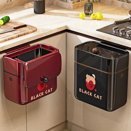 【复古！挂壁式垃圾桶】壁挂卫生间垃圾桶 纸篓免安装 厨房专用带盖挂 墙家用塑料垃圾收纳桶 商品图0