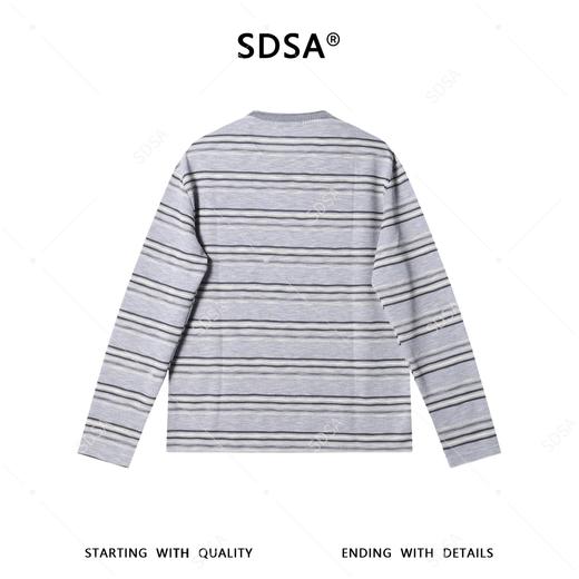SDSA男装2026新款高贵轻奢韩版复古条纹长袖T恤圆领宽松百搭上衣 商品图4
