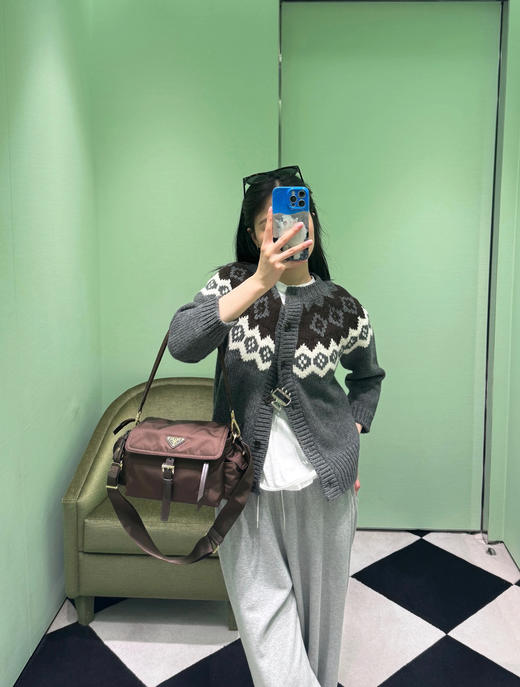普拉达 新品 灰色费尔岛针织开衫（MM） 商品图3