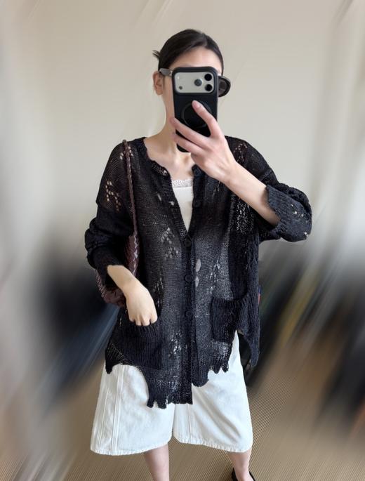 女款镂空针织开衫毛衣he016 商品图3