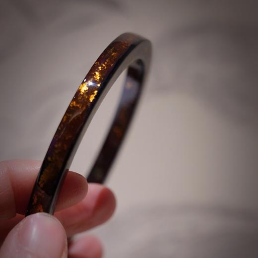 【紫韵金晖大漆手镯】方镯特细6mm、金箔、非遗手作漆器、新年礼品镯 商品图5