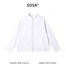 SDSA男装2026新款高贵轻奢老钱风纯色拉链立领夹克外套简约百搭