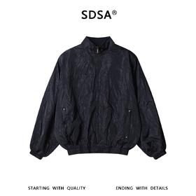 SDSA男装2026新款高贵轻奢韩版双面撞色褶皱肌理立领夹克百搭宽松