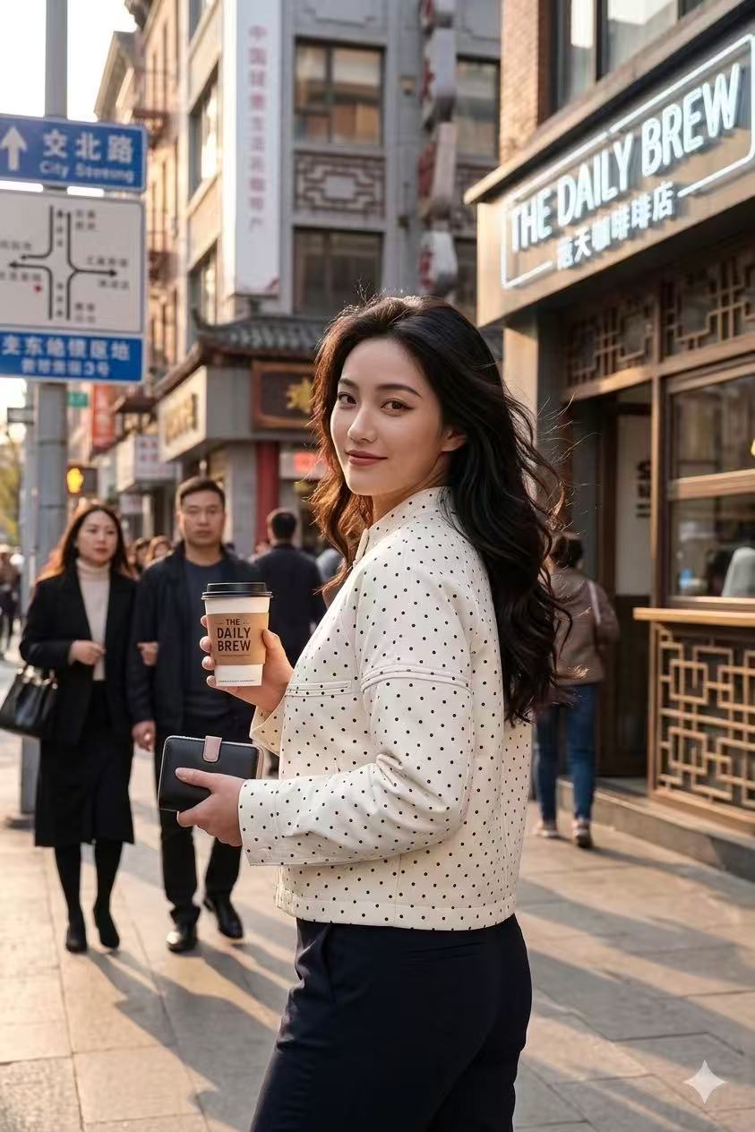 悦时光|时髦波点休闲夹克外套