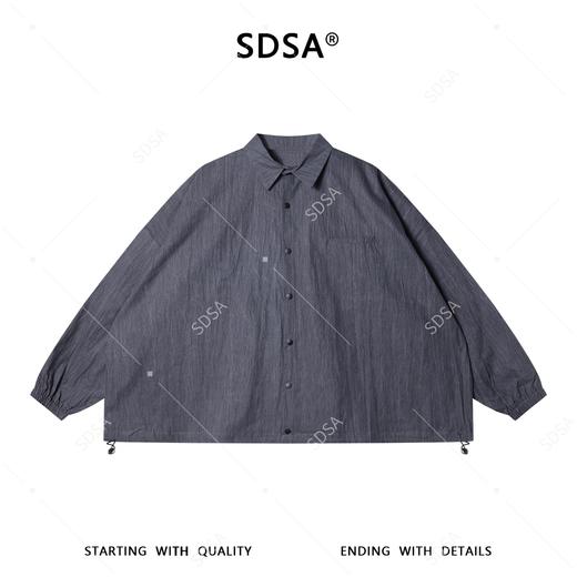 SDSA男装2026新款高贵轻奢韩版纯色按扣长袖衬衫下摆松紧设计百搭 商品图0