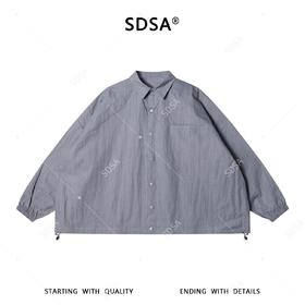 SDSA男装2026新款高贵轻奢韩版纯色按扣长袖衬衫下摆松紧设计百搭