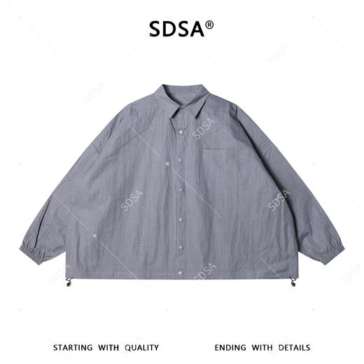 SDSA男装2026新款高贵轻奢韩版纯色按扣长袖衬衫下摆松紧设计百搭 商品图0