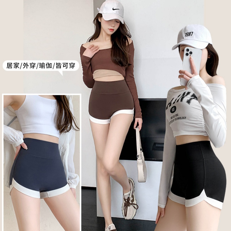 59元三条【三合一安全裤】三分撞色鲨鱼短裤  亲肤透气自带凉感 居家外穿瑜伽 修身舒适顺滑 提臀塑型安全裤三合一