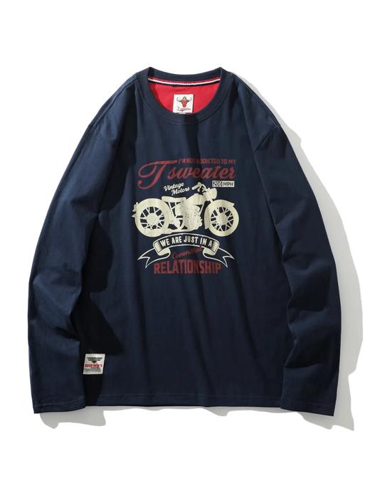 阿美咔叽风！纯棉220克重工水洗磨毛圆领打底衫 AF面料复古作旧无感印花百搭休闲长袖T！男女都可穿！ 商品图2