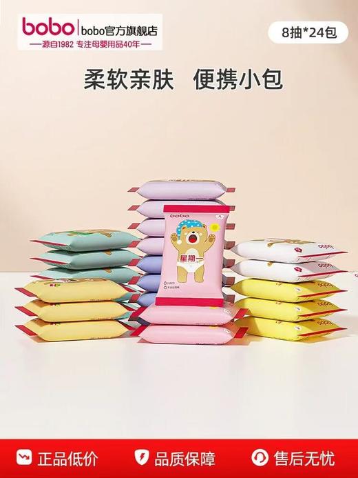 (捡漏)26.11月到期 bobo手口湿巾婴儿8抽*8包*3提共24包 商品图1