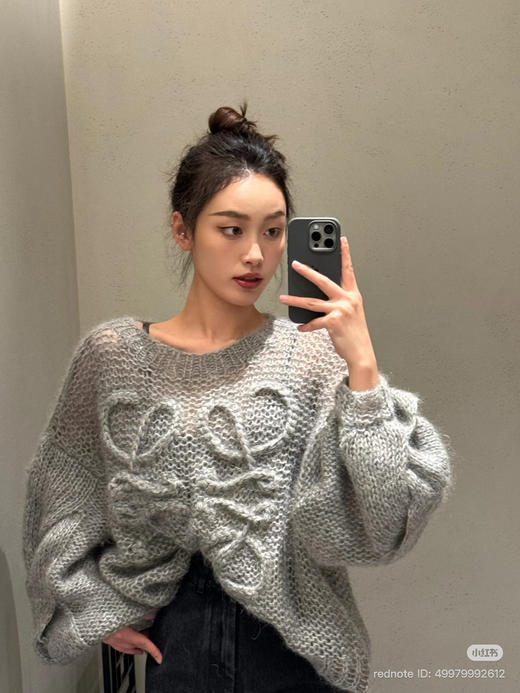 37-1 排他性独家圆正 lew粗针手勾徽标廓形套头衫 商品图12