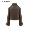天猫同步【皮毛一体】拉夏贝尔/La Chapelle翻领拉链pu外套女复古时髦加厚保暖短上衣冬季新款 商品缩略图1