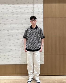 迪奥 25ss字母logo满印老花短袖Polo衫 男女同款 黑色（DY）