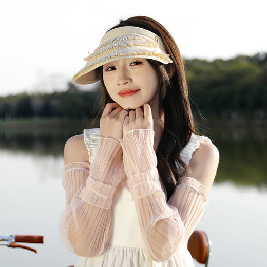【秒杀❗️9.9抢🔥5A级冰蕾丝防晒冰袖】透气不闷，防晒降温，轻松出行！夏天防晒袖套女加长网纱手套薄款开车宽松护臂手臂套大码 商品图5