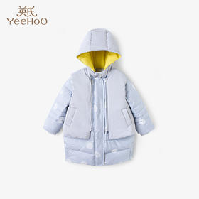 英氏儿童中长款羽绒服宝宝2件搭连帽外套可拆马甲新品YRWFJ42321A