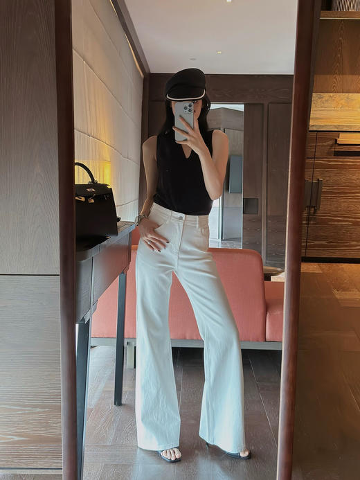 美洋同款翘楚影子小细腿微喇白牛仔裤 商品图11