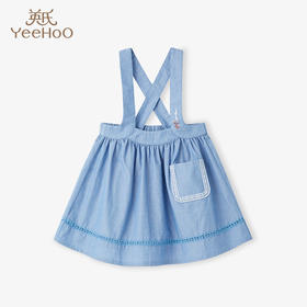 英氏女宝纯棉背带裙子牛仔女童吊带裙秋季新品YRLDJ32129A