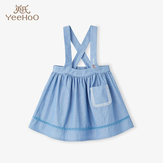 英氏女宝纯棉背带裙子牛仔女童吊带裙秋季新品YRLDJ32129A 商品图0