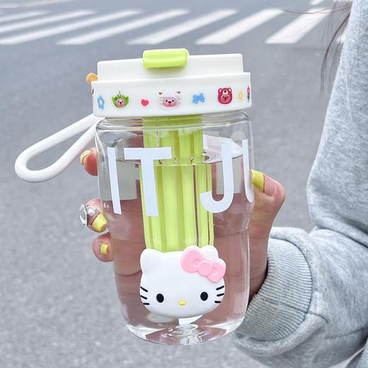 【双饮口设计❗便携提绳】高颜值水杯新款女生泡茶杯双饮带吸管杯子学生提手随行杯手提。rh 商品图2
