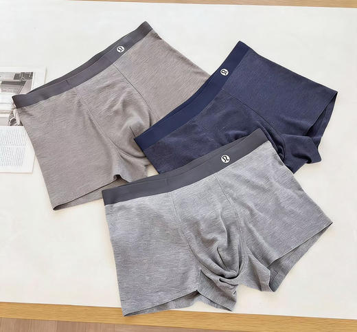 外贸原单正品露露礼盒装高档磨毛桑蚕丝露露——男士内裤

一盒3条装
颜色，蓝灰色，咖色，浅灰色
尺码L-4XL
(贴身衣物开盒后无质量问题不退换) 商品图3