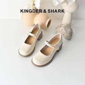 经典鲨2026年春专柜新品百搭圆头中粗跟日常通勤气质单鞋女KW163-617051