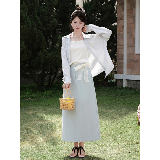 鹿向南「清冷茉莉」白色无袖吊带背心内搭女夏季新款修身短款上衣 商品图1