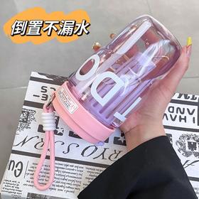 【双饮口设计❗便携提绳】高颜值水杯新款女生泡茶杯双饮带吸管杯子学生提手随行杯手提。rh