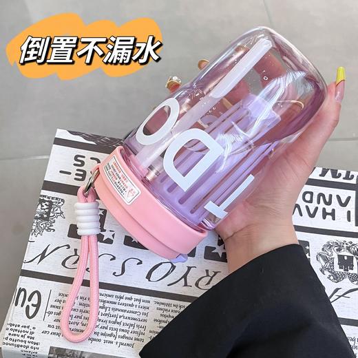 【双饮口设计❗便携提绳】高颜值水杯新款女生泡茶杯双饮带吸管杯子学生提手随行杯手提。rh 商品图0
