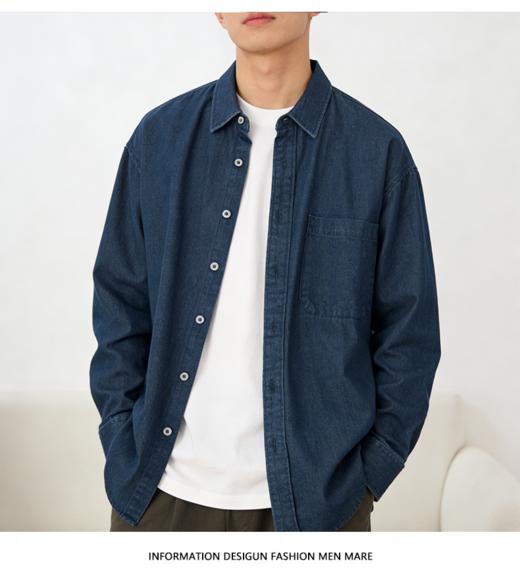 【情侣水洗牛仔衬衫外套】 宽松落肩 微阔直筒剪裁 藏肉显瘦不紧绷 商品图2