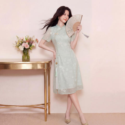 奢姿大码女装2026夏季胖妹妹时尚国风刺绣连衣裙气质复古显瘦长裙9962894514 商品图1