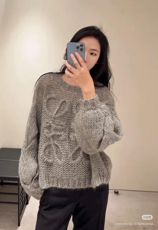 37-1 排他性独家圆正 lew粗针手勾徽标廓形套头衫 商品图2