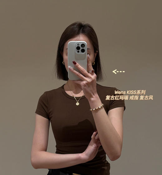 Wen*s  KISS复古红玛瑙/虎眼石戒指022711 商品图8