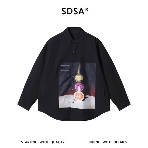 SDSA男装2026新款高贵轻奢日系复古涂鸦印花长袖衬衫休闲百搭外套 商品图0