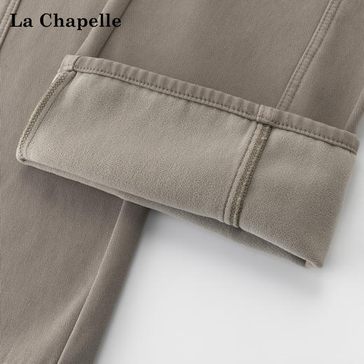 天猫同步【含腰带/加绒】拉夏贝尔/La Chapelle高腰直筒牛仔裤女通勤时尚显瘦简约百搭休闲裤 商品图2