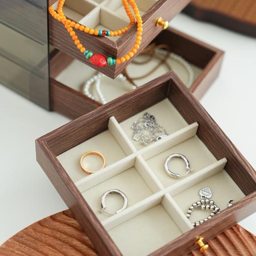 SWEET&COCO 胡桃木五层首饰收纳盒 13*13*19cm   收拾收纳整整齐齐 5层大容量 可拆卸隔层 商品图3