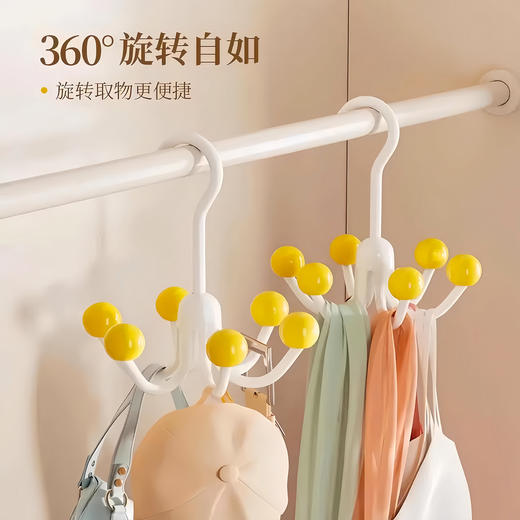 【以一抵六❗告别凌乱衣柜】旋转六爪挂钩宿舍防滑挂钩多功能帽子内衣吊带包包挂钩家用晾衣架。rh 商品图1