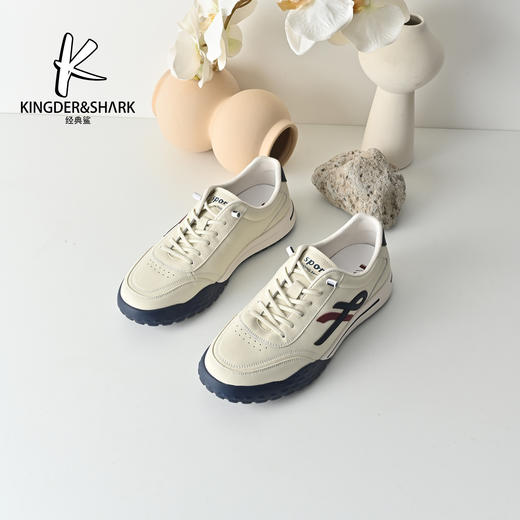 经典鲨2026年专柜新品牛皮革一脚蹬潮流男士跑步休闲鞋KW74-613031 商品图3