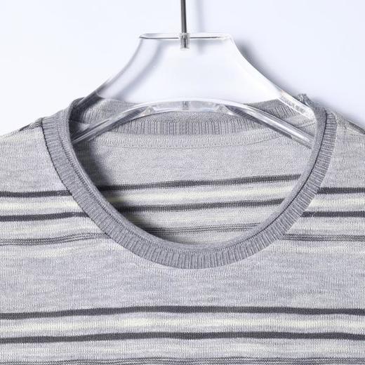 SDSA男装2026新款高贵轻奢韩版复古条纹长袖T恤圆领宽松百搭上衣 商品图1