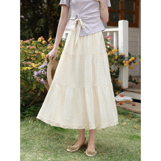 鹿向南「浪漫序曲」法式波点半身裙女夏季A字蛋糕裙高腰显瘦长裙 商品图1