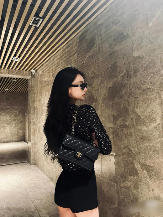 Chanel CF 小号 黑金 荔枝纹牛皮 单肩包 商品图2